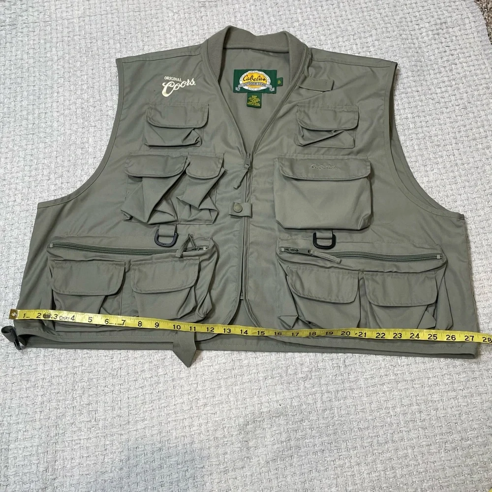 Cabela’s Coors Logo Vest Safari Green Outdoor Vented Camping Fishing Mens XL Reg